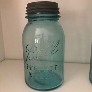 7 3/8” Turquoise Blue Glass Ball Canning MASON Jar